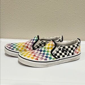 Vans Rainbow Checkerboard Slip-On Sneakers